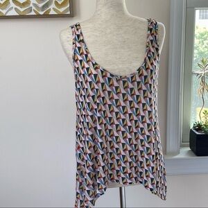 Zara TRF neon print linen blend tank top size medium